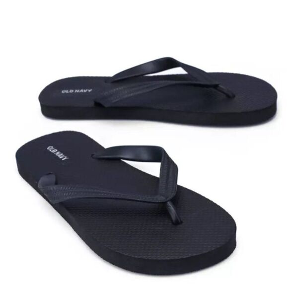 Old Navy Boys Milk Black Slip On Ankle Strap Flip Flop Flat Sandal Size 2/3 - Picture 4 of 13